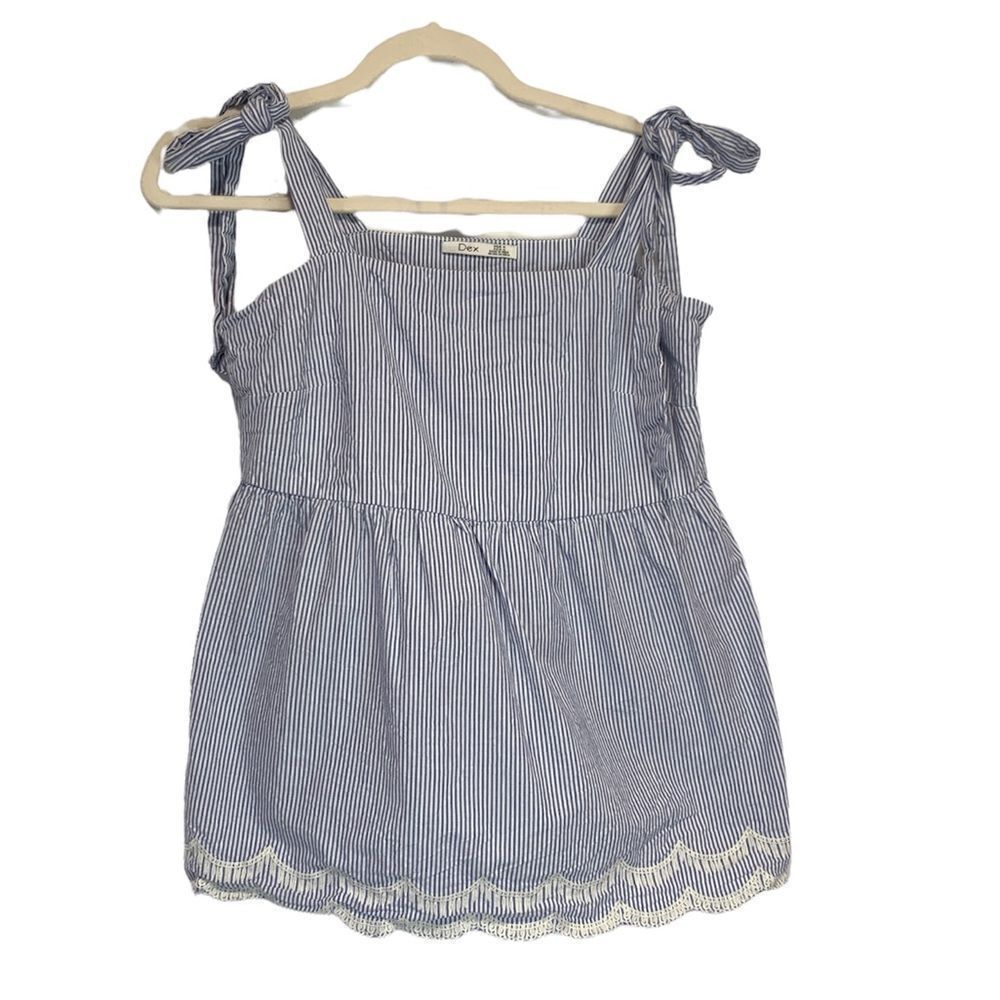 𝅺DEX Navy Striped Tie Strap Top